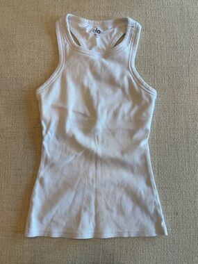 ALO Yoga White Ribbed Racerback Slim Tank